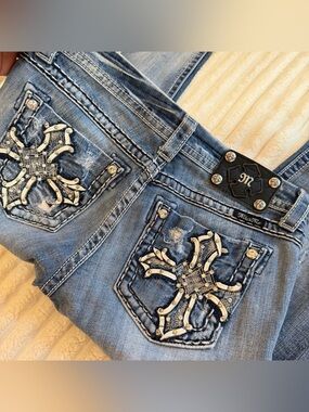 Miss Me Light Blue Bootcut Jeans with Embellished Back Pockets